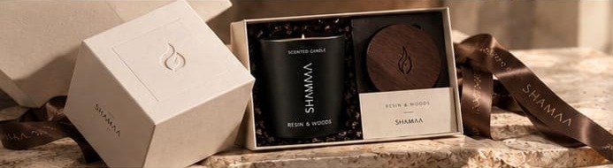 A Shamaa candle in its gift box, ready to give